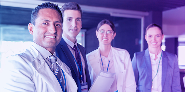 scientists with expert solution provider in laboratory